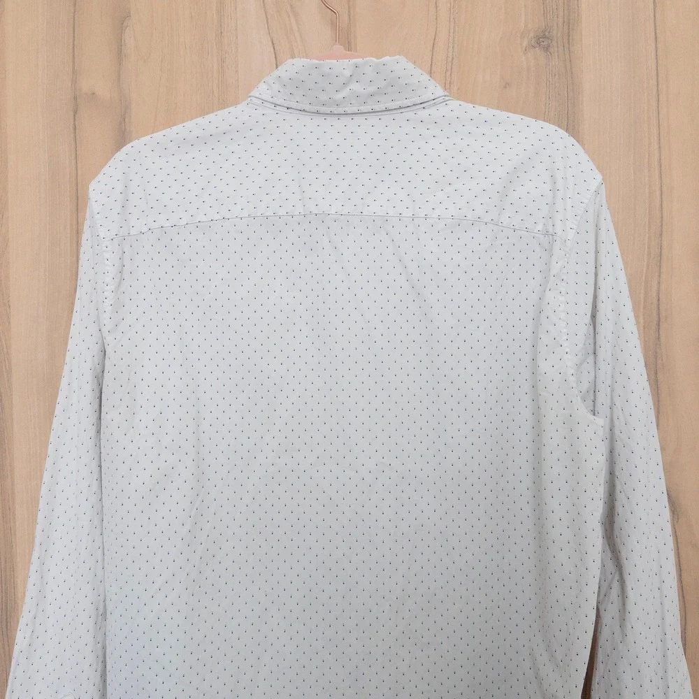 Abercrombie & Fitch Mens Button Down Shirt Size M White Micro Dot Stretch Preppy